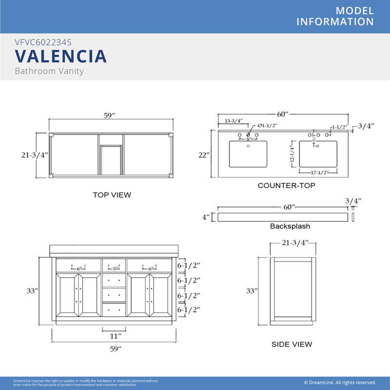60" Double Bathroom Vanity Set