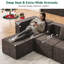Canapé modulaire modulaire sans os avec 1 repose-pieds, canapé rembourré minimaliste moderne, canapé confortable en forme de U pour le salon, canapé d'angle à siège profond, aucun assemblage requis-1113406012