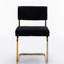 Chaises de salle à manger modernes, 2 pièces en velours côtelé noir avec base en métal doré et capitonnage de 2 chaises d'appoint, scintillantes et charmantes
