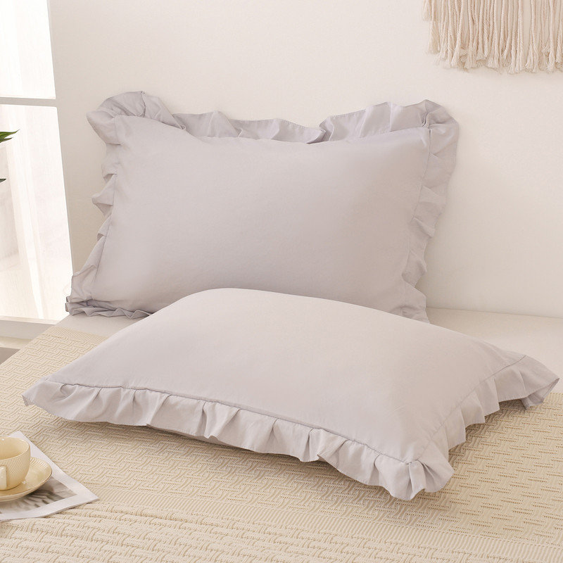 Beige Gray Pillowcases 18x18 Throw Pillow Covers Pack of 2 Soft Microfiber Ruffle Decorative Pillowcase Cushion for Couch Sofa Bedroom