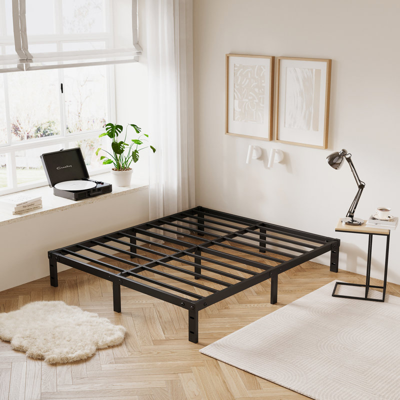 7" Steel Bed Frame Heavy-Duty Noise-Free No Boxspring Needed with Rubber Corner Guards, Queen