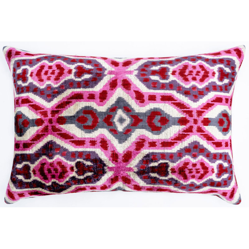 Velvet Rectangular Pillow Cover & Insert, Gray/Pink Geometric 2