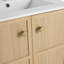 Meuble-lavabo autoportant de 24 po avec lavabo en céramique, portes à fermeture douce et fabrication en contreplaqué durable au fini chêne-126233478