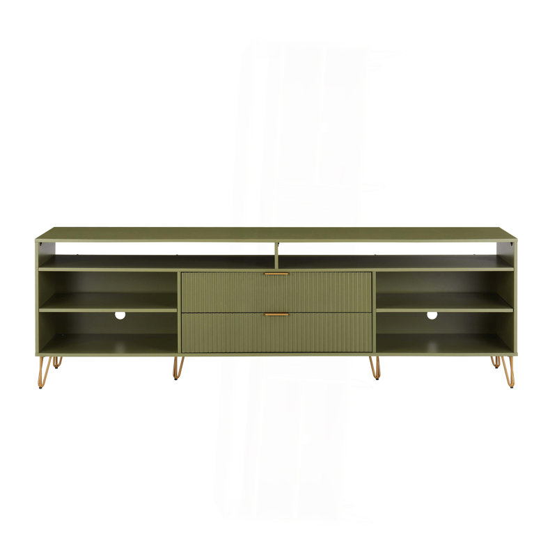 Meuble télé vert olive, H 26,77 po x L 85 po x l 17,99 po, Vert olive