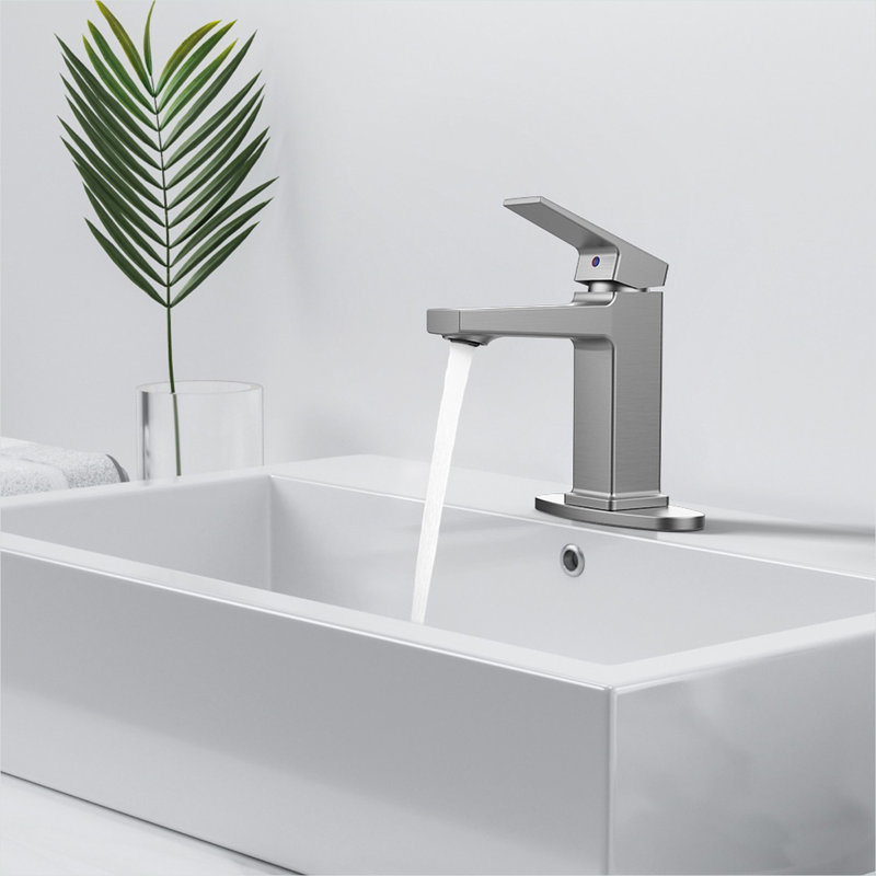 Robinet de salle de bain monocommande en nickel brossé, 33 po x 21 po x 7 po, avec construction en métal