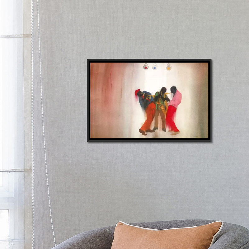 «Noir, brun et beige» par Jim Tanaka, reproduction sur toile, H 18 po x l 26 po x P 1,5 po, Toile avec cadre noir