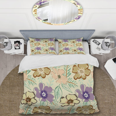 Ensemble de housse de couette mauve et crème