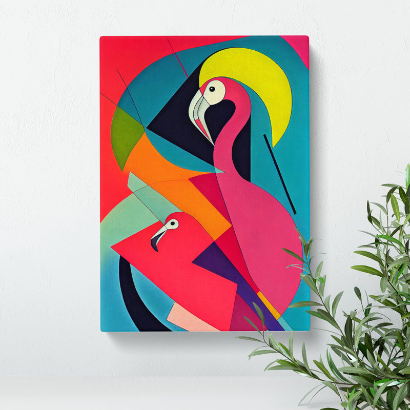 Flamingo In Abstract No.4 - Wrapped Canvas, 60cm H x 40cm W x 3cm D