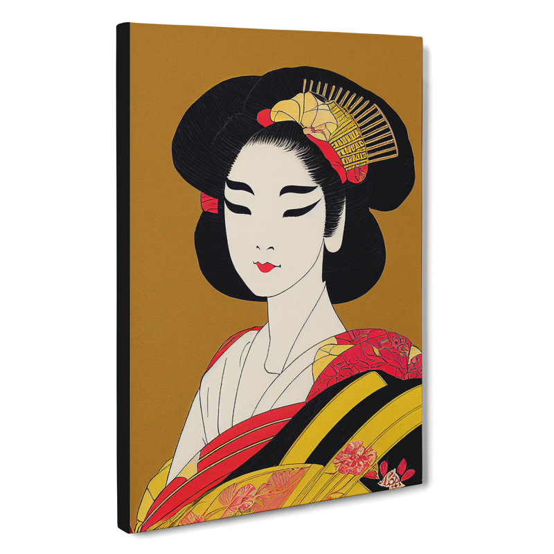 Beauty of a Geisha - Wall Art, Wrapped Canvas, 50cm H x 35cm W x 3cm D, No Matte