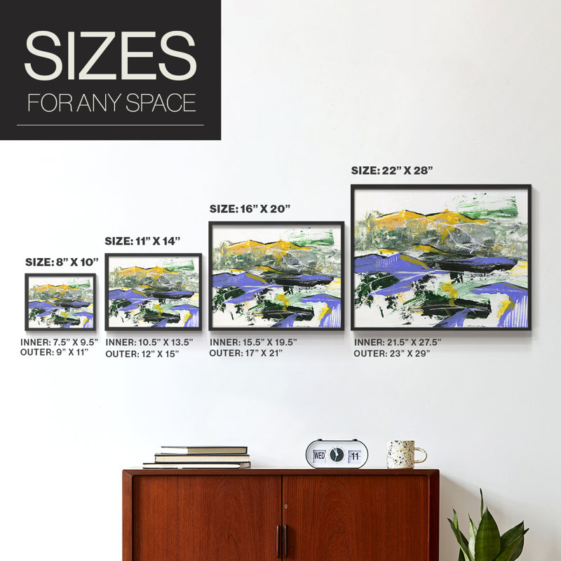 Silent Mountain III -Framed Print - Restickable, 8" H x 10" W, Black