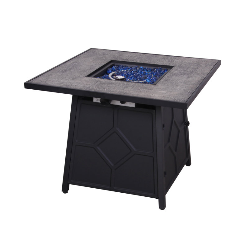 32-Inch Square Stone Gas Fire Pit Table