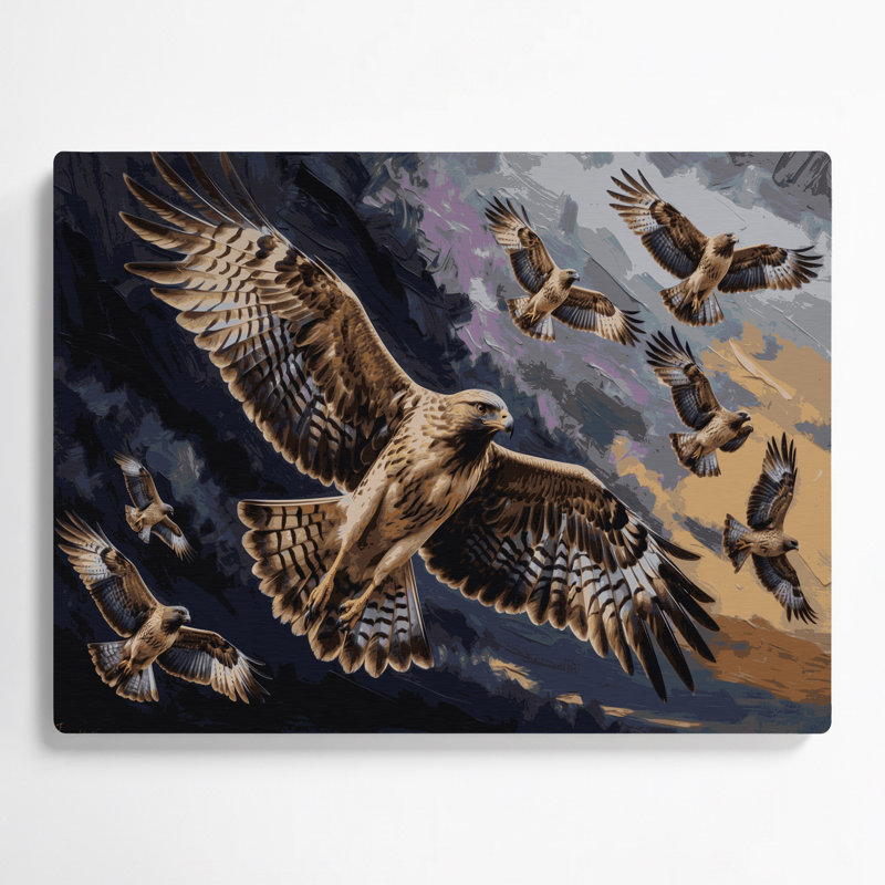 Birds Common Buzzard Purple Metal Wall Art