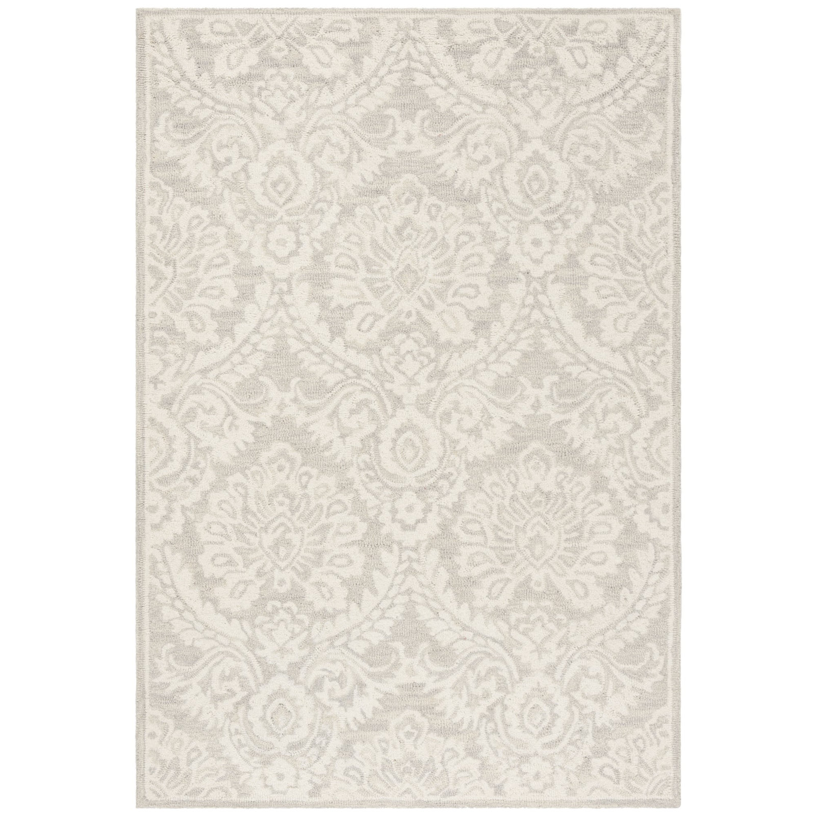 Tansy Handmade Wool Silver / Ivory Rug, Rectangle 3' x 5'