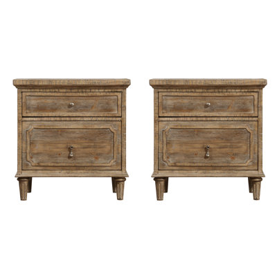 Rahul Wood 2-Drawer Nightstand with USB