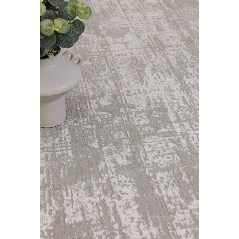 Abrienne Soft Shiny Modern Grey/White Rug, Rectangle 160 x 230cm