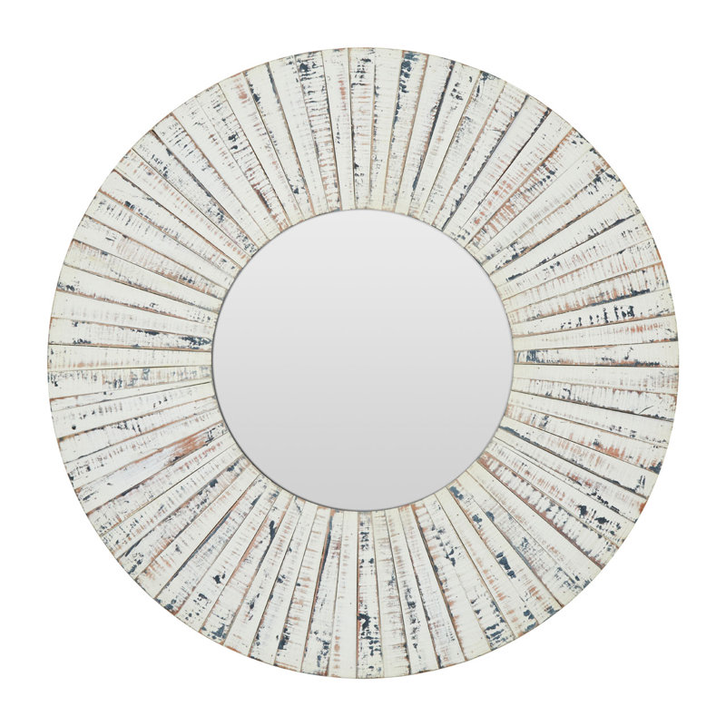 Reigate Solid Wood Flat Wall Mirror, White Wash