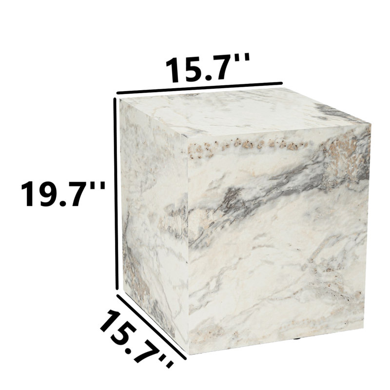 Marble Style Cube End Table
