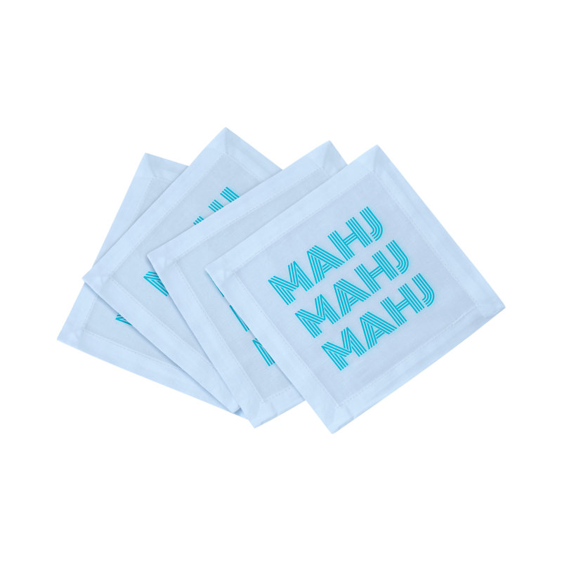 Mahj Mahj Mahj Mahjong Cotton Sateen Cocktail Napkins, Blue