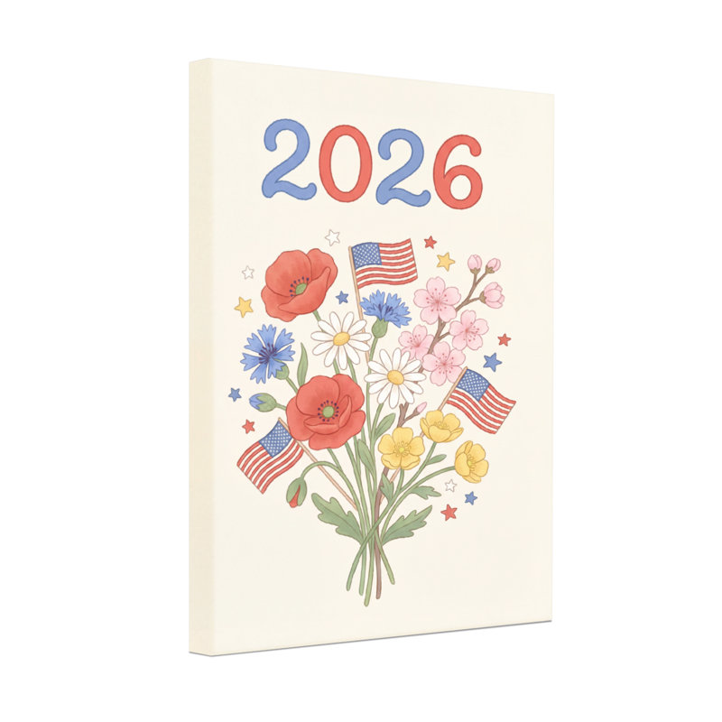Mode, calendrier patriotique floral 2026, H 36 po x l 24 po