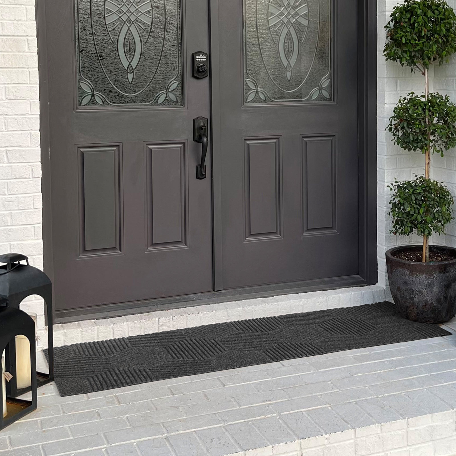 WaterHog Luxe Zephyr Non-Slip Indoor Outdoor Doormat, 21.5" W x 70" L, Graphite