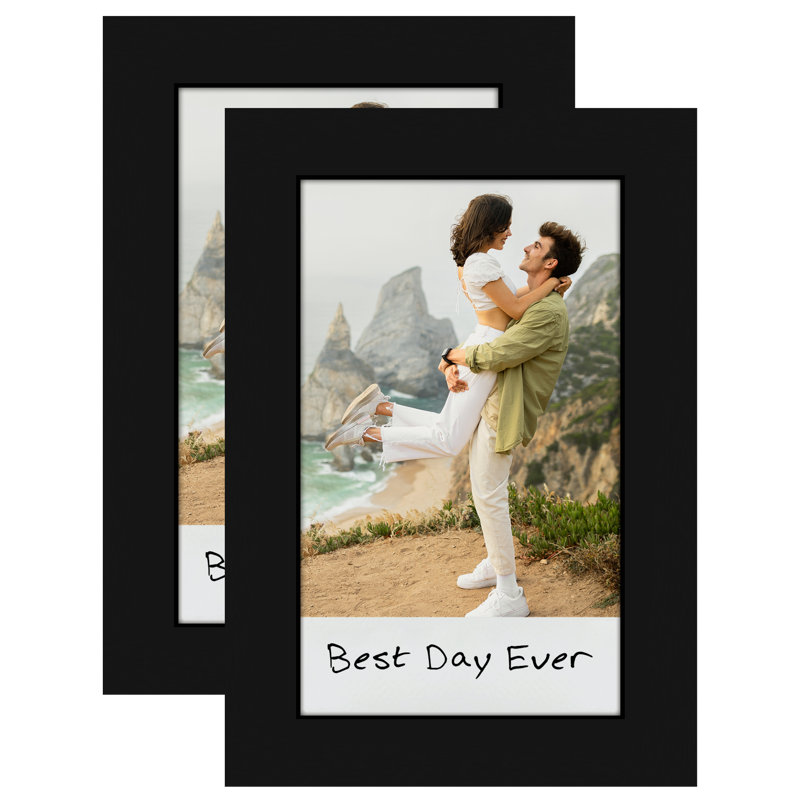 Mini cadre photo instantané avec double passe-partout blanc - noir - paquet multiple, 2,1 po x 3,4 po, 2