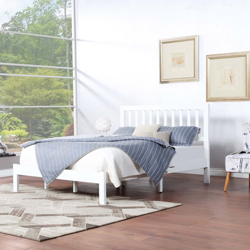 Cadre de lit grand en bois d'acacia et tête de lit en bois massif, cadre de lit contemporain en bois compatible avec tous les matelas