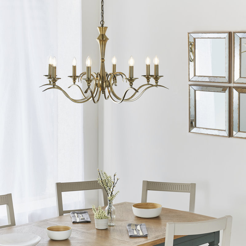 Barry 8 - Light Candle Style Chandelier, Antique Brass