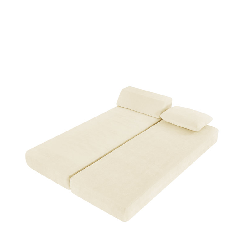Convertible Daybed &Guest Bed Fold Out Sleeper With Queen Size Mattress, Beige, 20