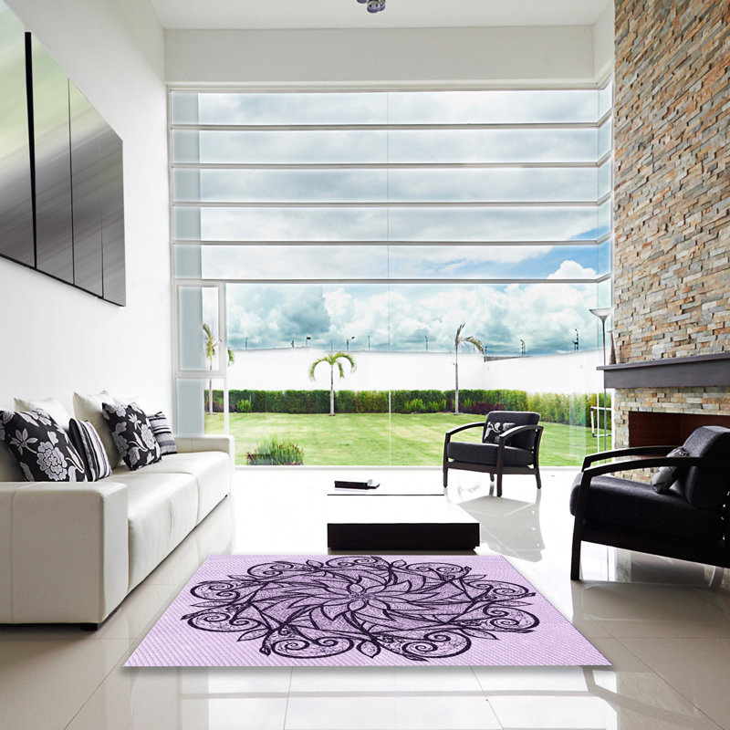 Tapis mauve tissé à la machine, Carré de 6 pi