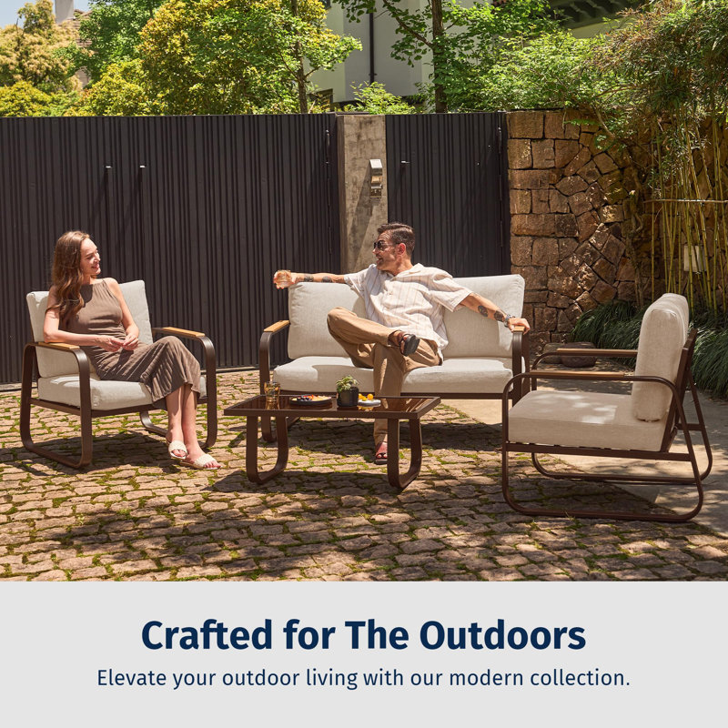 Alexander 4-Piece Chestnut Brown and Creamy Apricot Patio Set