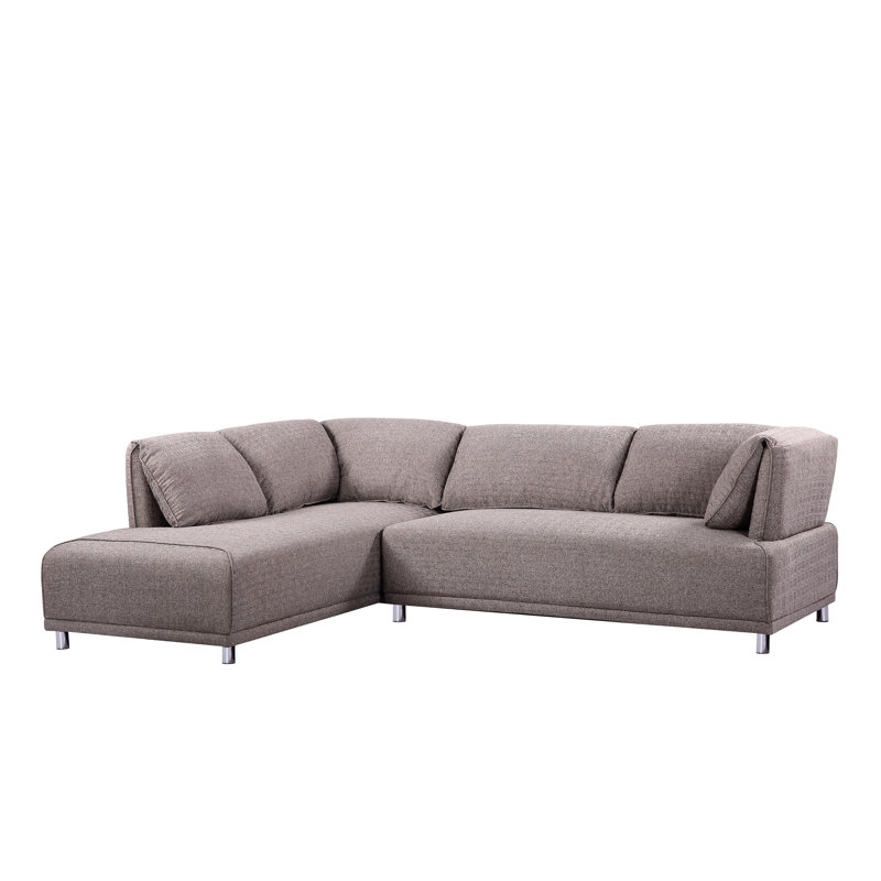 Canapé et chaise longue 104 po Nita, Mélange de polyester brun pâle, Orienté à gauche (vu de face)
