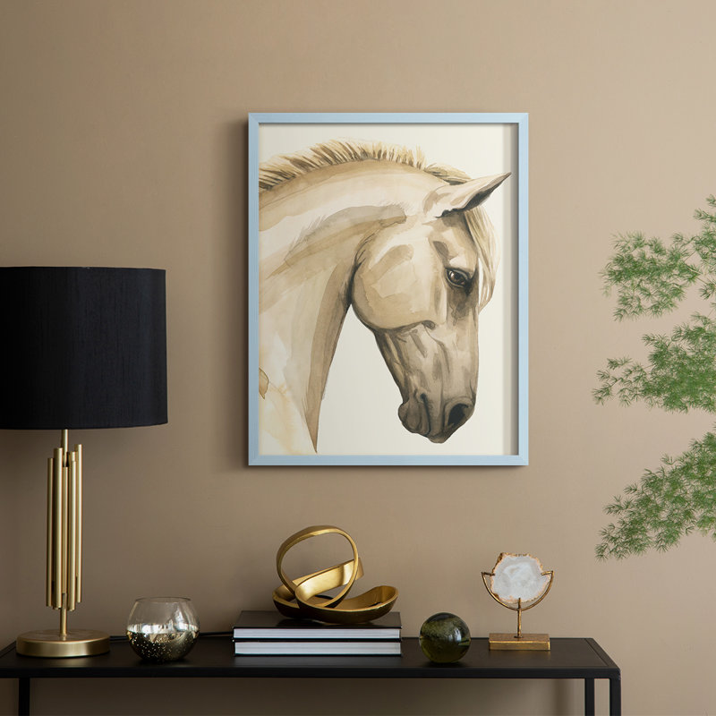 Golden Palomino I, reproduction encadrée - bois massif, H 11 po x l 9 po, Bleu
