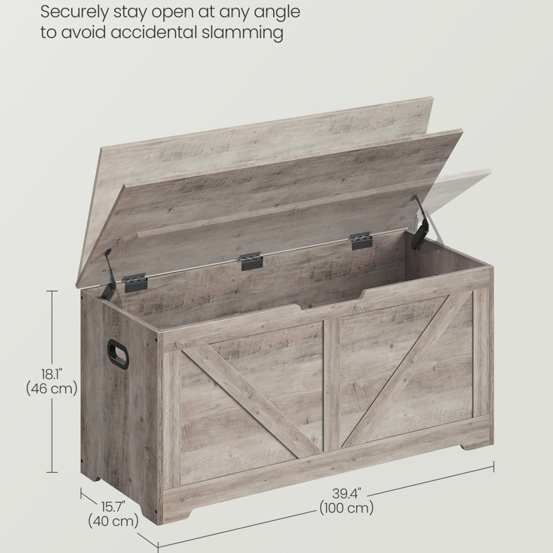 Storage Trunk With 2 Safety Hinges, Gray