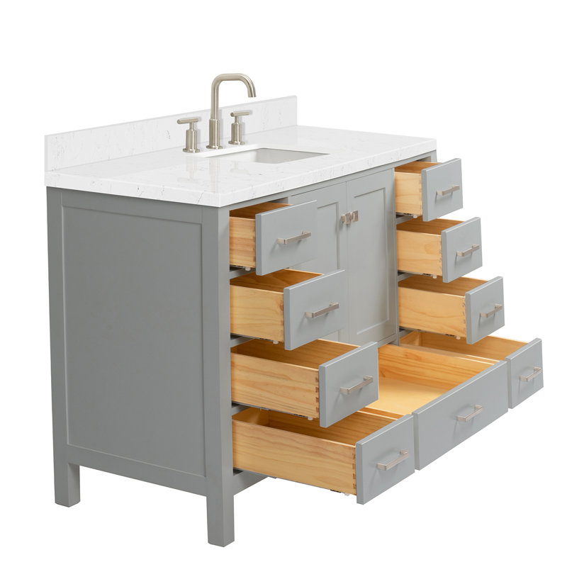  54" Double Bathroom Vanity Set, Gray / Brushed Nickel