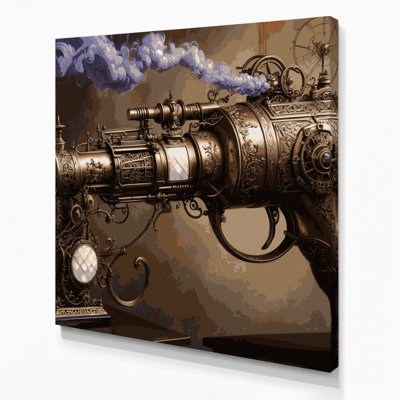 SciFi Victorian era ray gun Brown Canvas Wall Art