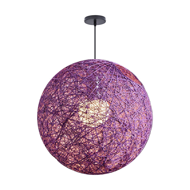 Luminaire suspendu sphère 1 lumière blanc, H 15,74 po x l 15,74 po x P 15,74 po, Violet