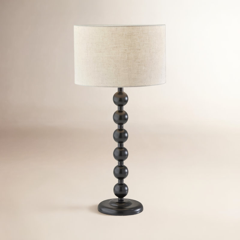 Levy Solid Wood Table Lamp, Black