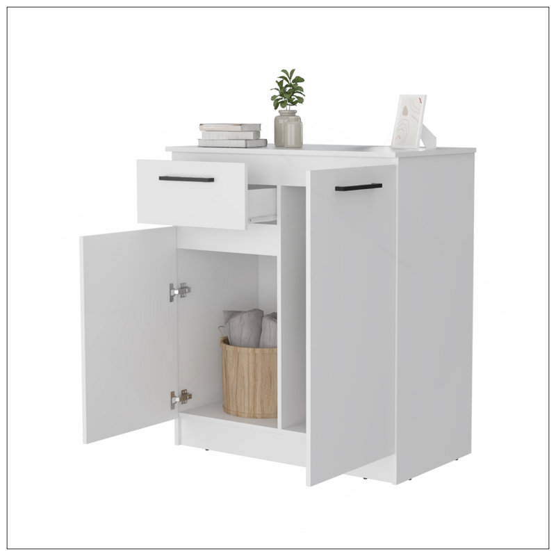 Commode Clarion avec 1 tiroir et 2 portes, Blanc