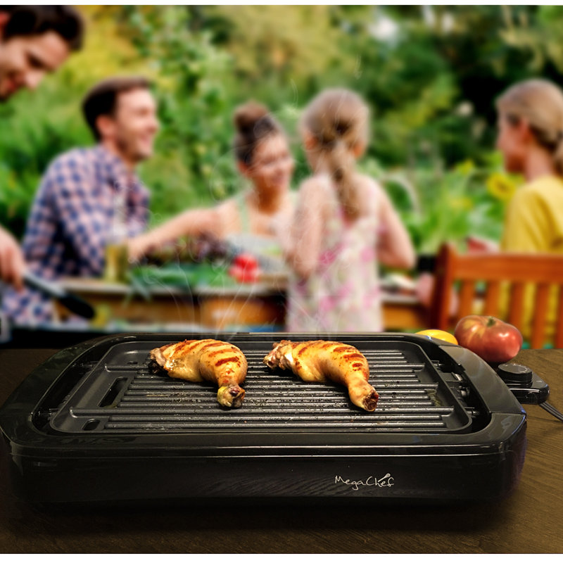 MegaChef Black Non-Stick Reversible Indoor Grill and Griddle