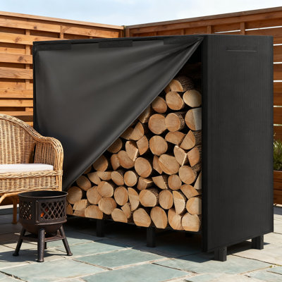 Heavy Duty 4FT Firewood Rack With Waterproof Cover, 600Lb Capacity Adjustable Outdoor Wood Storage Holder For Patio, Courtyard, And Camping