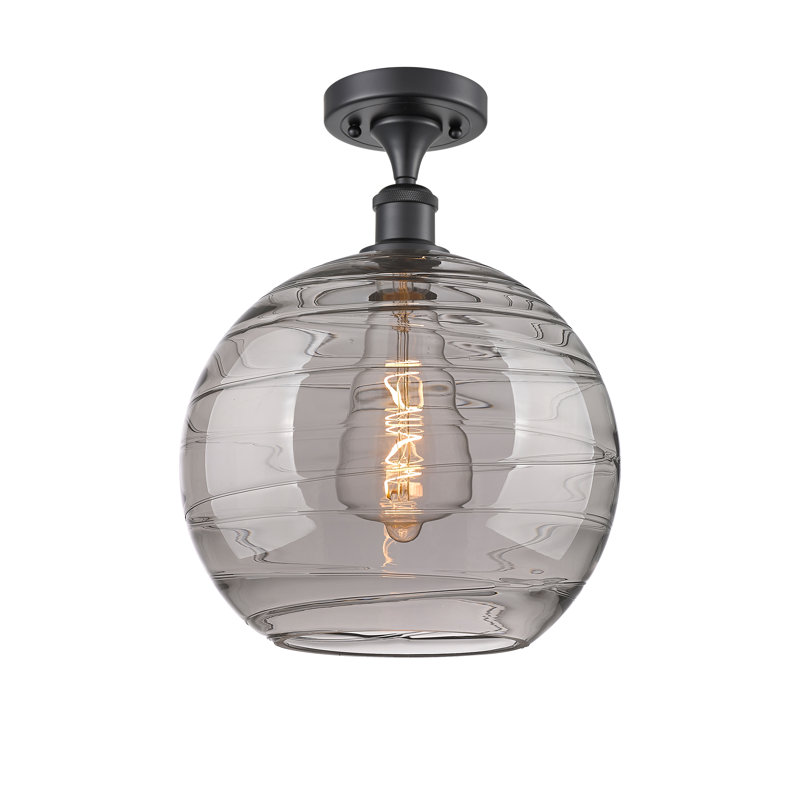 Plafonnier semi-encastré 1 lumière Wager, Noir mat, H 14,63 po x l 8 po x P 8 po