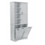 Armoire de rangement autoportante avec panier à linge inclinable, tiroirs et tablette réglable, gris | Idée de cadeau