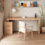 Bureau rectangulaire en bois massif avec 3 tiroirs Burlywood-1545097651-1545097663