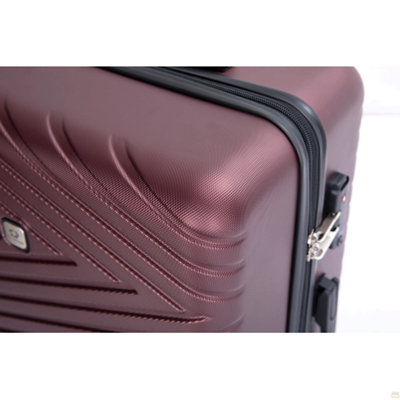 bagages 4 pièces valise légère en ABS avec roues rotatives, 24 pouces et 28 pouces avec verrou TSA, (16/20/24/28) rouge vin