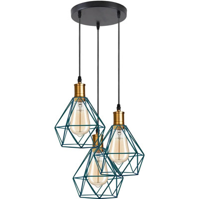 3 - Light Blue Caged Pendant