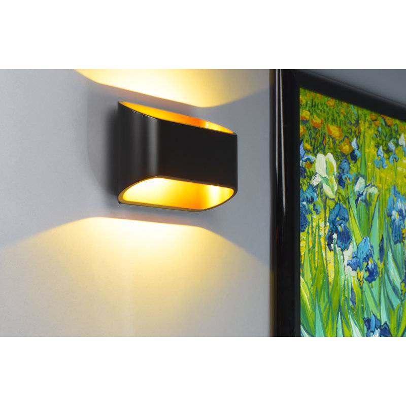 Plafonnier encastré 2 lumières DEL Eclipse, Extérieur noir / intérieur or