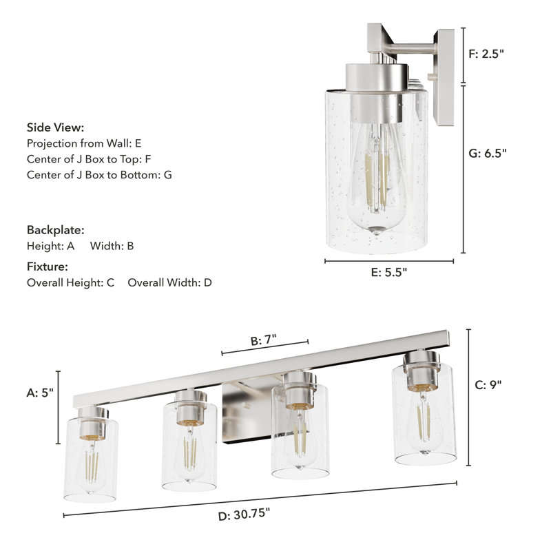 Hartland 4 - Light Dimmable Vanity Light, Brushed Nickel