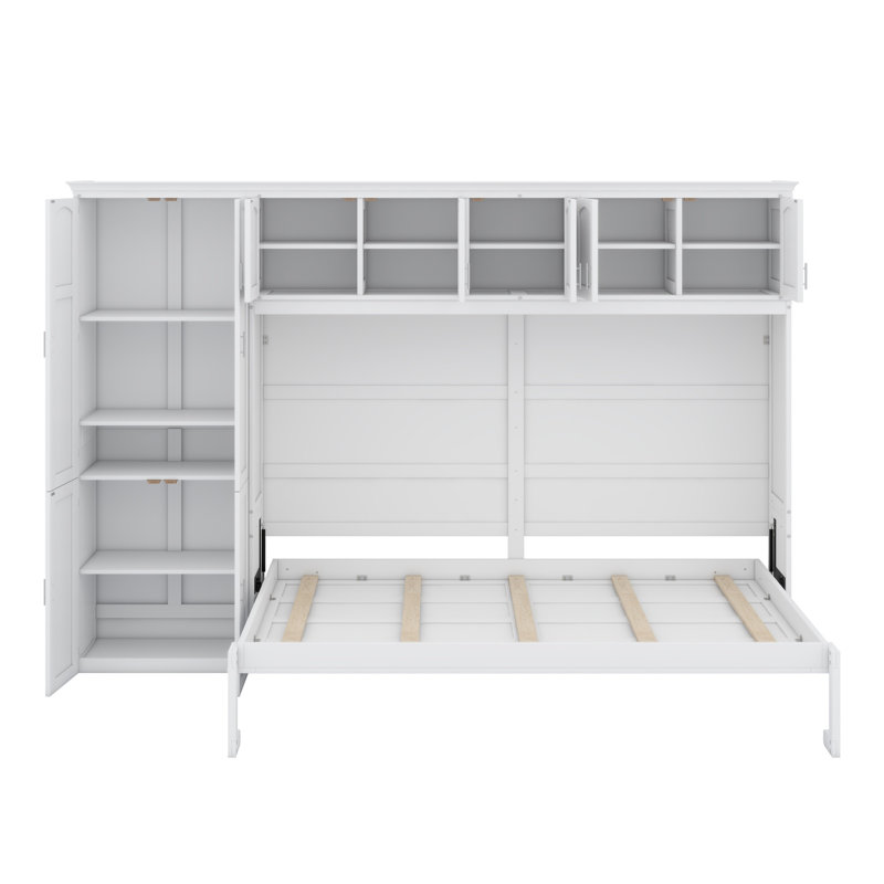 Lit escamotable mural avec armoires Murphy, blanc