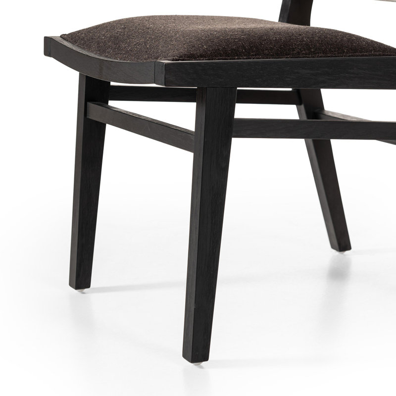Sage Upholstered Dining Chair, Brushed Ebony Beech, Black Linen Blend
