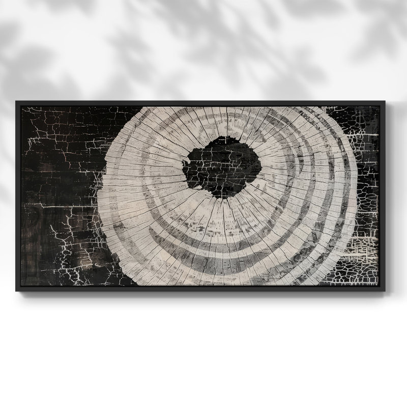 Série abstraite-CL XXXVII- Toile tendue avec châssis tendue, prête à être accrochée, H 17 po x l 33 po, Noir